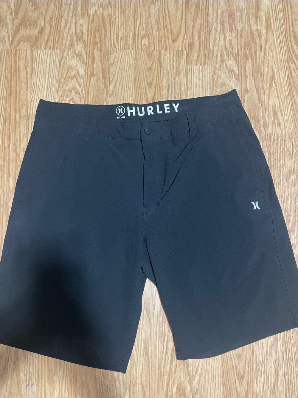 Hurley Black Elastic-Waist Board Shorts
